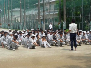 先生から田植えについての注意
